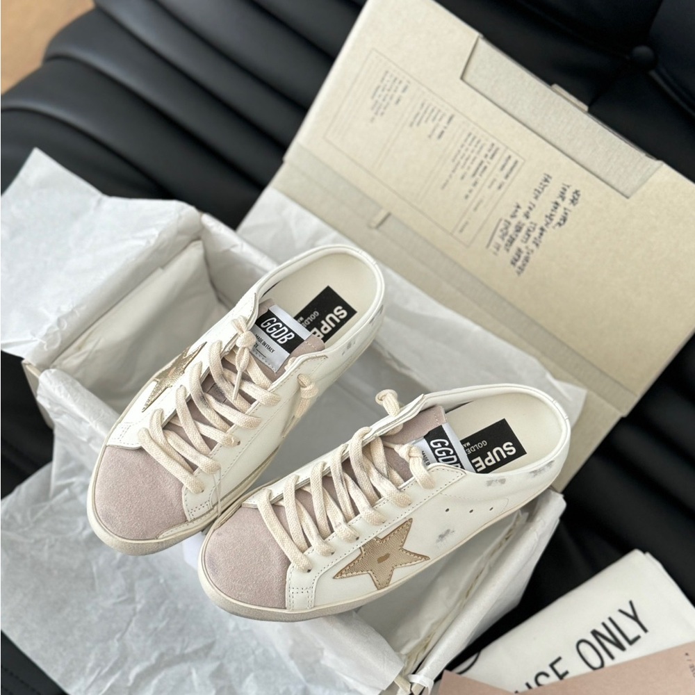 Golden Goose Off-White and Beige Superstar Sneakers - Picture 6 of 9